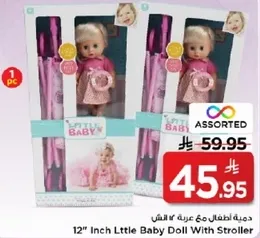 12" Inch Little Baby Doll With Stroller