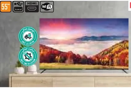 تلفاز ذكي مقاس 55 بوصه مع اتصال WiFi ومنافذ HDMI.