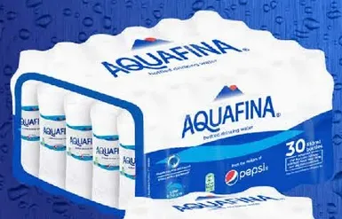 مياه شرب مفلتره AQUAFINA، معباه في عبوه مريحه تحتوي علي 30 زجاجه.