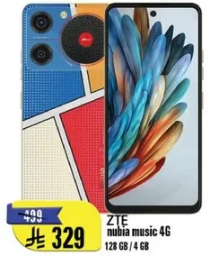 ZTE nubia music 4G بسعه 128 جيجابايت وذاكره وصول عشوايي 4 جيجابايت.