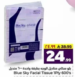 بلا سكاي مناديل الوجه طبقه واحده 600 منديل