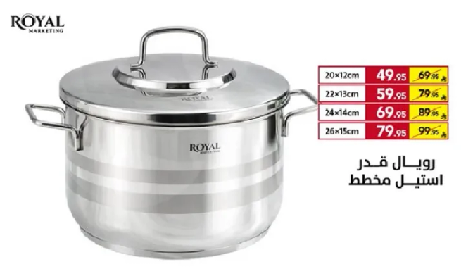 Royal stainless steel pot with a lid.