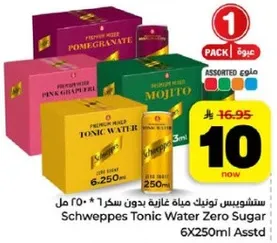 Schweppes Tonic Water Zero Sugar 6X250ml Assorted