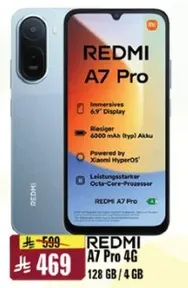 REDMI A7 Pro 4G مع شاشه غامره بحجم 6.9 بوصه وبطاريه سعه 6400 مللي امبير، مدعوم بنظام Xiaomi HyperOS.