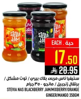 مربي ستيفيا ناس بالتوت البري / توت مشكل / برتقال زنجبيل / مانجو 350 جرام