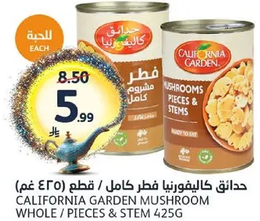 حدايق كاليفورنيا فطر كامل / قطع و سيقان 425 غم