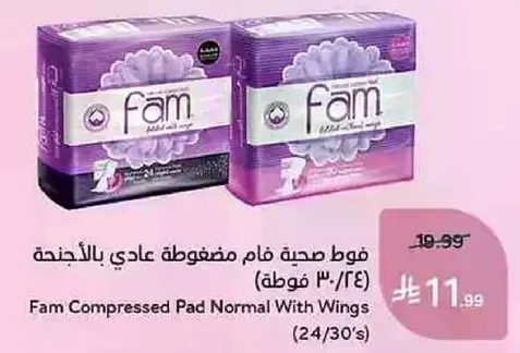 Fam Compressed Pad Normal With Wings (24/30's)