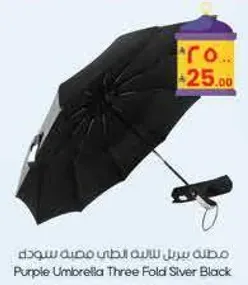 Purple Umbrella Three Fold Silver Black