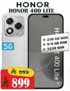 هاتف هونر 400 لايت بسعه 256 جيجابايت وذاكره 8 جيجابايت وبطاريه 5230 مللي امبير.
