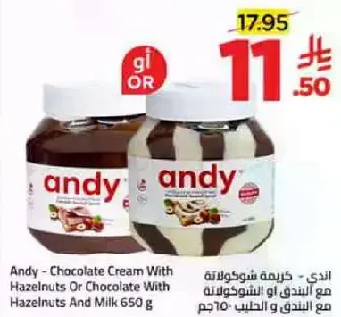 Andy - Chocolate Cream With Hazelnuts Or Chocolate With Hazelnuts And Milk 650 g