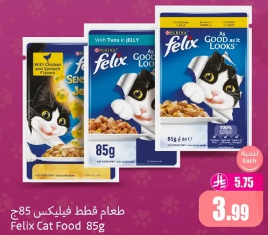 Cat food with chicken and salmon flavors, 85g.