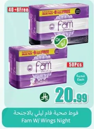 Fam Night Pads with Wings, 50 pieces.