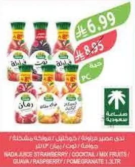 عصير ندي كوكتيل / مزيج فواكه جوافه، توت، رمان.