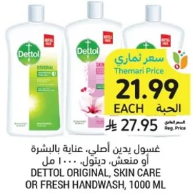 Dettol Original, Skin Care or Fresh Handwash, 1000 ml