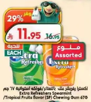 Extra Refreshers Spearmint/Tropical Fruits Flavor (SF) Chewing Gum 676g