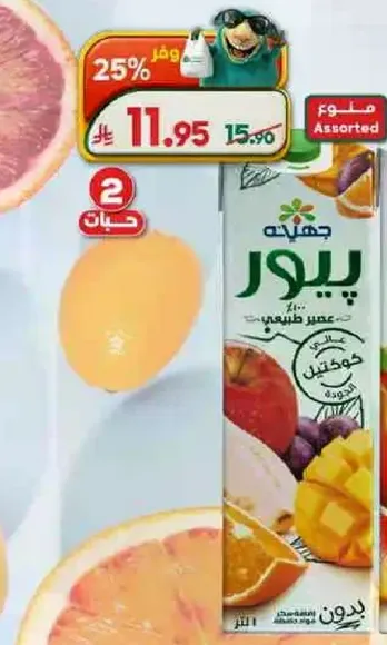 عصير طبيعي مختلط من مجموعه متنوعه من الفواكه.