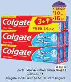 Colgate Tooth Paste 120ML 3+1 Great Regular