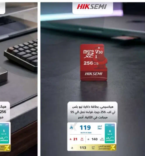 بطاقه ذاكره هيكسي مع سعه 256 جيجابايت، مناسبه للاجهزه التي تدعم حتي 95 ميجابايت في الثانيه.