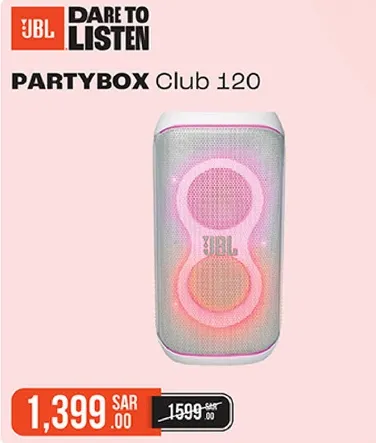 سماعه JBL PartyBox Club 120 مع تاثيرات ضوييه.